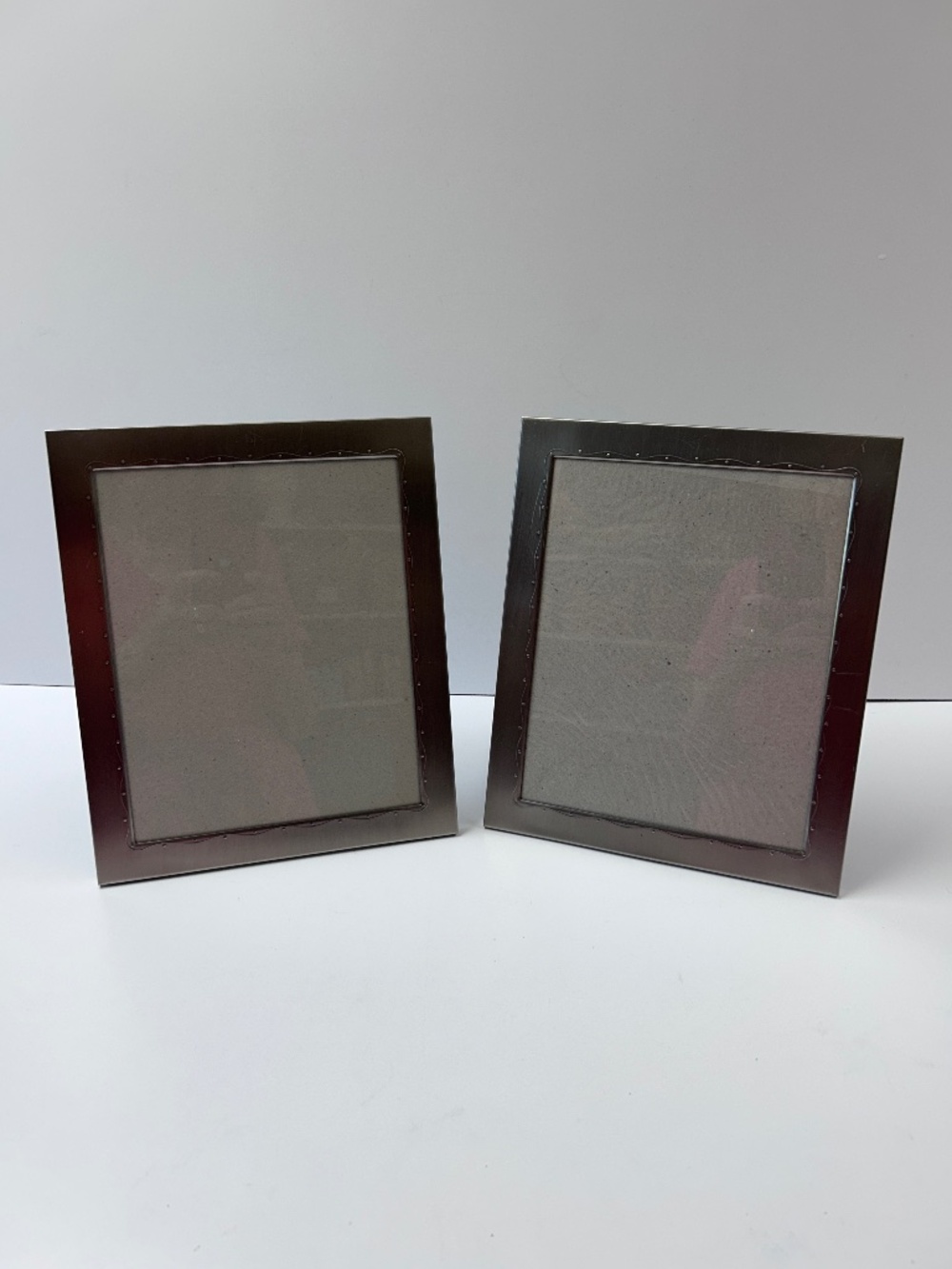 Lot of 2 Brushed Nickel Picture Frames for 8 x 10 Photos Standing or Wall Mount